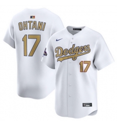 Men Los Angeles Dodgers 17 Shohei Ohtani White 2025 Gold Collection Limited Stitched Baseball Jersey