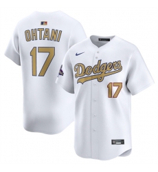 Men Los Angeles Dodgers 17 Shohei Ohtani White 2025 Gold Collection Limited Stitched Baseball Jersey