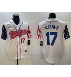 Men Los Angeles Dodgers 17  Shohei Ohtani White Limited Stitched Baseball Jersey