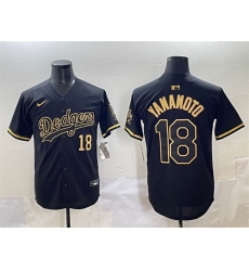 Men Los Angeles Dodgers 18 Yoshinobu Yamamoto Black Gold Limited Stitched Jersey