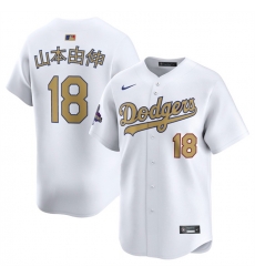 Men Los Angeles Dodgers 18  Yoshinobu Yamamoto White 2025 Gold Collection Limited Stitched Baseball Jersey