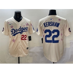 Men Los Angeles Dodgers 22 Clayton Kershaw Cream 2025 Tokyo Series Limited Stitched Baseball Jersey