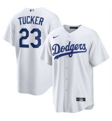 Men Los Angeles Dodgers 23 Kyle Tucker White Cool Base Stitched Baseball Jersey