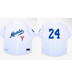 Men Los Angeles Dodgers 24 Kobe Bryant White Mamba Stitched Baseball Jersey