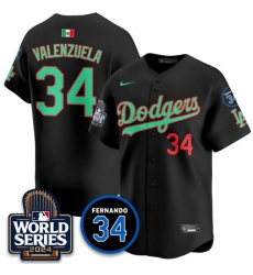 Men Los Angeles Dodgers 34 Fernando Valenzuela Black Mexico 2024 World Series 26 Fernando Memorial Patch Vapor Premier Limited Stitched Baseball Jersey Men Los Angeles Dodgers 34 Fernando Valenzuela Black Mexico 2024 World Series 26 Fernando Memorial Patch Vapor Premier Limited Stitched Baseball Jersey
