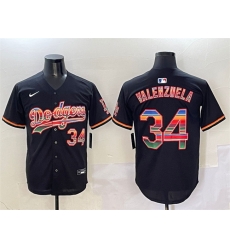 Men Los Angeles Dodgers 34 Fernando Valenzuela Black Mexico Limited Stitched Baseball Jersey