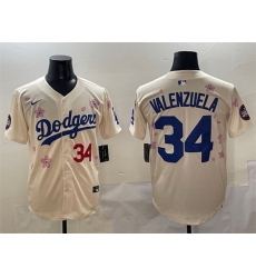 Men Los Angeles Dodgers 34 Fernando Valenzuela Cream 2025 Tokyo Series Limited Stitched Baseball Jersey
