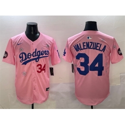 Men Los Angeles Dodgers 34 Fernando Valenzuela Pink 2025 Tokyo Series Limited Stitched Baseball Jersey