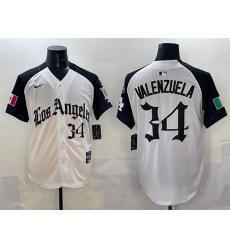 Men Los Angeles Dodgers 34 Fernando Valenzuela White Black Mexico 2025 LA Gothic Style With Fernando Patch Vapor Premier Limited Stitched Baseball Jersey