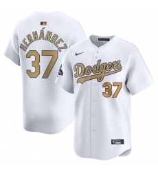 Men Los Angeles Dodgers 37 Teoscar Hernandez White 2025 Gold Collection Limited Stitched Baseball Jersey