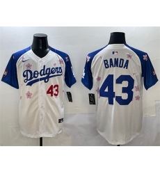 Men Los Angeles Dodgers 43 Anthony Banda White Royal 2025 Tokyo Series Limited Stitched Baseball Jersey 388