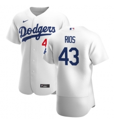 Men Los Angeles Dodgers 43 Edwin Rios Men Nike White Home 2020 Flex Base Player MLB Jersey
