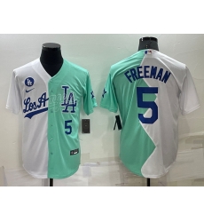 Men Los Angeles Dodgers 5 Freddie Freeman 2022 All Star White Green Cool Base Stitched Baseball Jersey Men Los Angeles Dodgers 5 Freddie Freeman 2022 All Star White Green Cool Base Stitched Baseball Jersey