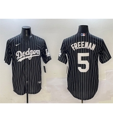 Men Los Angeles Dodgers 5 Freddie Freeman Black Cool Base Stitched Baseball Jersey