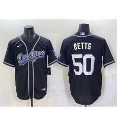 Men Los Angeles Dodgers 50 Mookie Betts Black Fashion Stitched Baseball Jersey