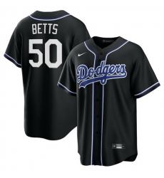 Men Los Angeles Dodgers 50 Mookie Betts Black Lights Out Limited Stitched Baseball Jersey