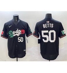 Men Los Angeles Dodgers 50 Mookie Betts Black Mexico Flag Limited Stitched Baseball Jersey