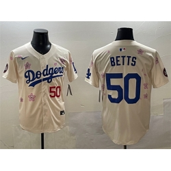 Men Los Angeles Dodgers 50 Mookie Betts Cream 2025 Tokyo Series Limited Stitched Baseball Jersey