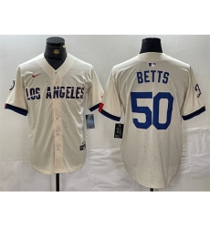 Men Los Angeles Dodgers 50 Mookie Betts Cream Stitched Baseball Jersey Men Los Angeles Dodgers 50 Mookie Betts Cream Stitched Baseball Jersey