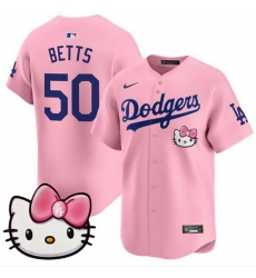 Men Los Angeles Dodgers 50 Mookie Betts Pink 2025 Hello Kitty Vapor Limited Stitched Baseball Jersey