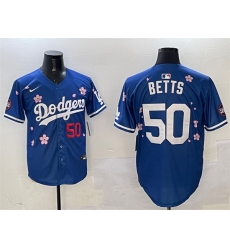 Men Los Angeles Dodgers 50 Mookie Betts Royal 2025 Tokyo Series Limited Stitched Baseball Jersey