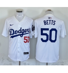 Men Los Angeles Dodgers 50 Mookie Betts White Home Limited Stitched Baseball Jersey