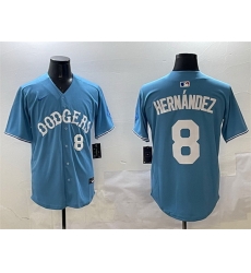 Men Los Angeles Dodgers 8 Enrique Hernandez Light Blue Limited Stitched Baseball Jersey