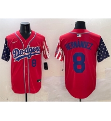 Men Los Angeles Dodgers 8 Enrique Hernandez Red Limited Stitched Baseball Jersey