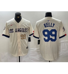 Men Los Angeles Dodgers 99 Joe Kelly Cream Stitched Baseball Jersey 5 Men Los Angeles Dodgers 99 Joe Kelly Cream Stitched Baseball Jersey 5