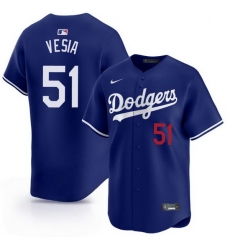 Men Los Angeles Dodgers  Alex Vesia #51 Blue Limited Stitched Baseball Jersey