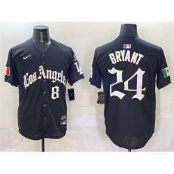 Men Los Angeles Dodgers Front 8 Back 24 Kobe Bryant Black Mexico 2025 LA Gothic Style With Fernando Patch Vapor Premier Limited Stitched Baseball Jersey