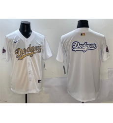 Men Los Angeles Dodgers Team Big Logo White 2025 Gold Collection Limited Stitched Baseball Jersey 002