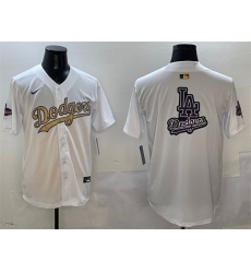 Men Los Angeles Dodgers Team Big Logo White 2025 Gold Collection Limited Stitched Baseball Jersey 004