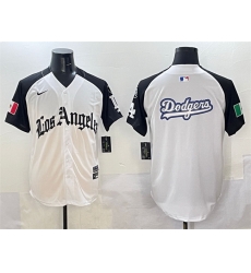 Men Los Angeles Dodgers Team Big Logo White Black Mexico 2025 LA Gothic Style With Fernando Patch Vapor Premier Limited Stitched Baseball Jersey1