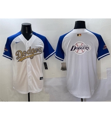 Men Los Angeles Dodgers Team Big Logo White Royal Gold 2024 World Series Champions Vapor Limited Stitched Baseball Jersey 1