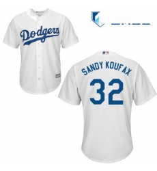 Mens Majestic Los Angeles Dodgers 32 Sandy Koufax Replica White Home Cool Base MLB Jersey