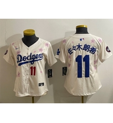 Women Los Angeles Dodgers 11  u4F50 u3005 u6728 u6717 u5E0C Cream 2025 Tokyo Series Limited Stitched Baseball Jersey
