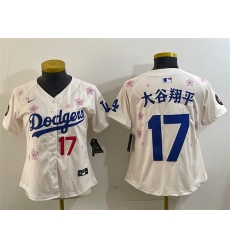 Women Los Angeles Dodgers 17  Shohei Ohtani Cream 2025 Tokyo Series Limited Stitched Baseball Jersey