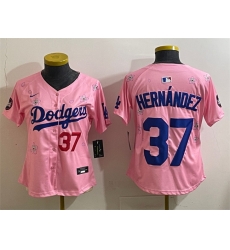 Women Los Angeles Dodgers 37 Teoscar Hernandez Pink 2025 Tokyo Series Limited Stitched Baseball Jersey Women Los Angeles Dodgers 37 Teoscar Hernandez Pink 2025 Tokyo Series Limited Stitched Baseball Jersey