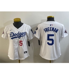 Women Los Angeles Dodgers 5 Freddie Freeman White 2024 World Series Champions With Fernando Memorial Patch Home Limited Stitched Baseball Jersey 28Run Smal Women Los Angeles Dodgers 5 Freddie Freeman White 2024 World Series Champions With Fernando Memorial Patch Home Limited Stitched Baseball Jersey 28Run Smal
