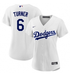 Women Los Angeles Dodgers 6 Trea Turner White Stitched Baseball Jersey Women Los Angeles Dodgers 6 Trea Turner White Stitched Baseball Jersey