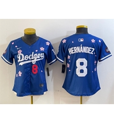 Women Los Angeles Dodgers 8 Enrique Hernandez Royal 2025 Tokyo Series Limited Stitched Baseball Jersey