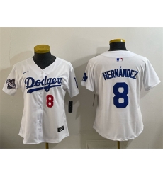 Women Los Angeles Dodgers 8 Enrique Hernandez White 2025 World Series Champions Home Limited Stitched Baseball Jersey 