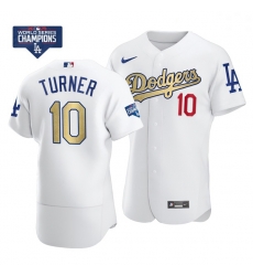 Women Los Angeles Dodgers Justin Turner 10 Gold Program White Flex Base Stitched Jersey Women Los Angeles Dodgers Justin Turner 10 Gold Program White Flex Base Stitched Jersey
