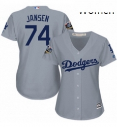 Womens Majestic Los Angeles Dodgers 74 Kenley Jansen Authentic Grey Road Cool Base 2018 World Series MLB Jersey Womens Majestic Los Angeles Dodgers 74 Kenley Jansen Authentic Grey Road Cool Base 2018 World Series MLB Jersey