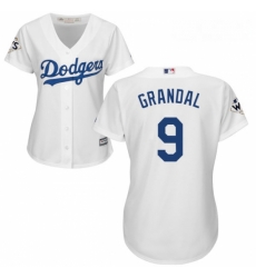 Womens Majestic Los Angeles Dodgers 9 Yasmani Grandal Authentic White Home 2017 World Series Bound Cool Base MLB Jersey Womens Majestic Los Angeles Dodgers 9 Yasmani Grandal Authentic White Home 2017 World Series Bound Cool Base MLB Jersey