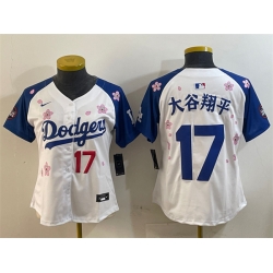 Youth Los Angeles Dodgers 17  Shohei Ohtani White Royal 2025 Tokyo Series Limited Stitched Baseball Jersey
