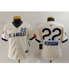 Youth Los Angeles Dodgers 22 Clayton Kershaw Cream Stitched Baseball Jersey 5 Youth Los Angeles Dodgers 22 Clayton Kershaw Cream Stitched Baseball Jersey 5