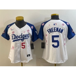 Youth Los Angeles Dodgers 5 Freddie Freeman White Royal 2025 Tokyo Series Limited Stitched Baseball Jersey
