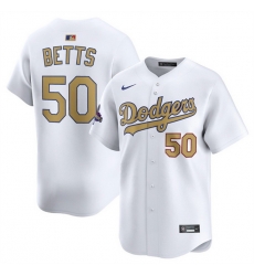 Youth Los Angeles Dodgers 50 Mookie Betts White 2025 Gold Collection Limited Stitched Baseball Jersey Youth Los Angeles Dodgers 50 Mookie Betts White 2025 Gold Collection Limited Stitched Baseball Jersey